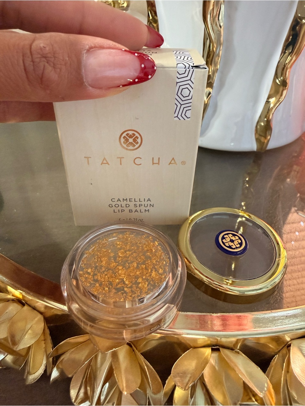 Tatcha Camellia Gold Spun Lip Balm — Gold and Clear